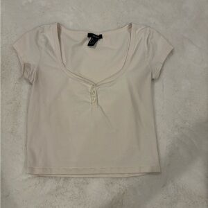 Forever 21 Cream Cropped Tee